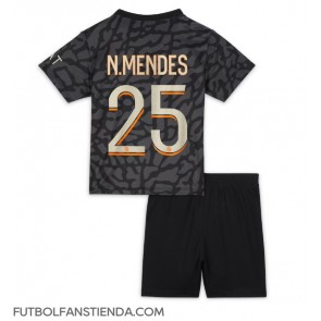 Paris Saint-Germain Nuno Mendes #25 Tercera Equipación Niños 2023-24 Manga Corta (+ Pantalones cortos)